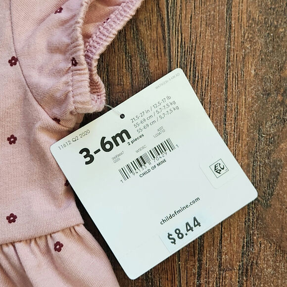 Carter's Baby Girl Dress 3-6 Months Pink Floral Print Owls Puff Short Sleeve - Picture 7 of 7